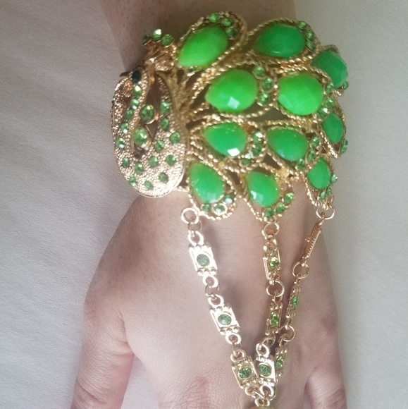 Designer Hand Bracelet with Attached Ring - Picture 2 of 5